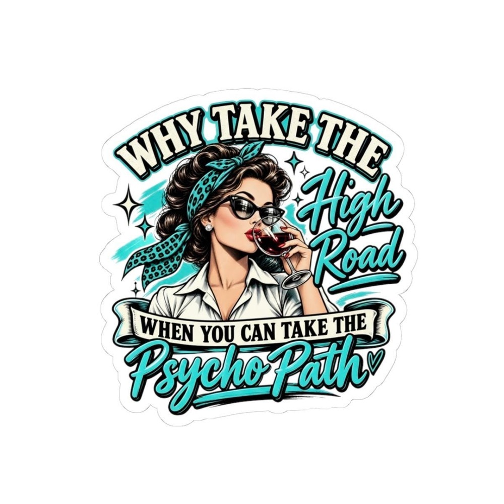 Three Dog Acres Psycho Path Funny Sarcastic Vinyl Sticker Retro Woman Decal